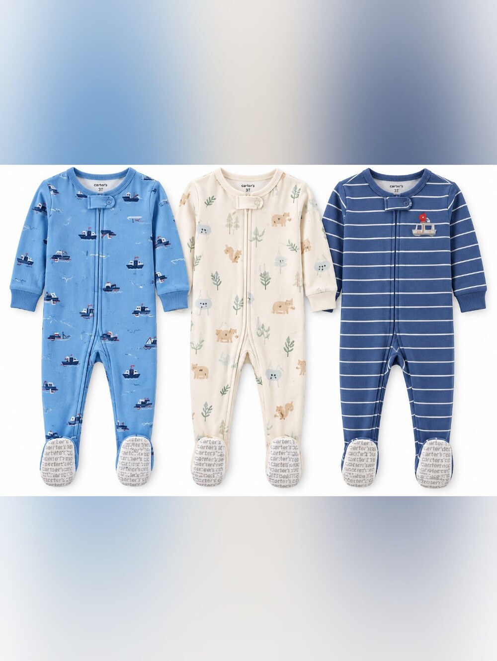 FALL PAJAMA BUNDLE | Carter’s 3T Footed Pajamas 3-Pack | Fall Toddler Sleepers